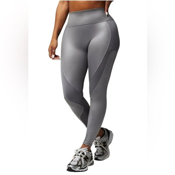 Fabletics Pants - Fabletics Leggings Motion365+ Contour High-Waisted Gunmetal Gray Shine Size XL